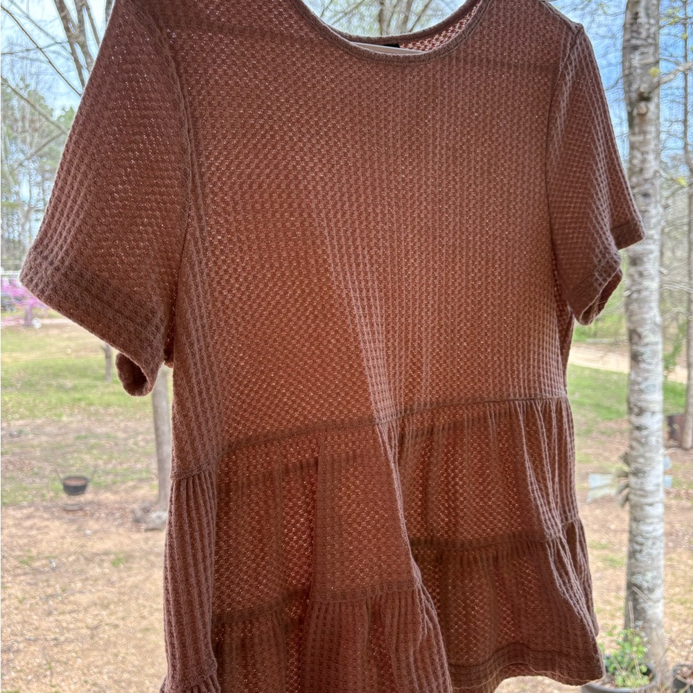 Brown Textured Women's Top
